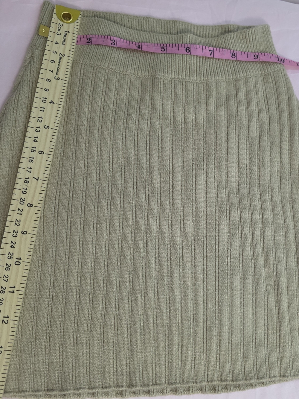 Free People Ribbed Sweater Mini Skirt in Light Sage Never Worn